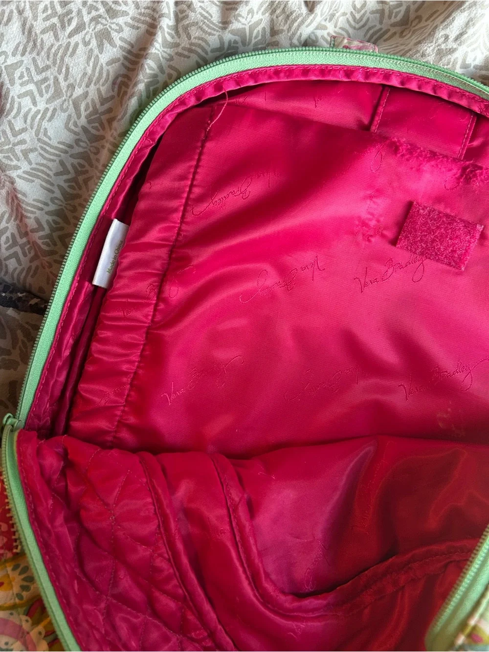 Vera Bradley Quilted Paisley Backpack in Mint, Pink, Yellow